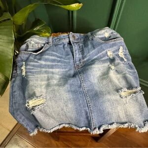 Mossimo Supply Co. Blue Distressed Denim Skirt